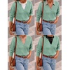 image:imageZESICA Womens Fall Winter Cozy Sweaters V Neck Loose Warm Pullover TopsSage