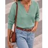 image:imageZESICA Womens Fall Winter Cozy Sweaters V Neck Loose Warm Pullover TopsSage