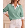 image:imageZESICA Womens Fall Winter Cozy Sweaters V Neck Loose Warm Pullover TopsSage