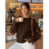 image:imageZESICA Womens Fall Winter Cute Bow Long Sleeve Oversized SweatersCaramel