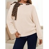 image:imageZESICA Womens Fall Winter Cute Bow Tie Oversized SweatersApricot