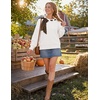 image:imageZESICA Womens Fall Winter Cute Bow Tie Oversized SweatersWhite