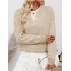 image:imageZESICA Womens Fall Winter Henley Neck Oversized Sweater TopsApricot