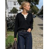 image:imageZESICA Womens Fall Winter Henley Neck Oversized Sweater TopsBlack