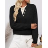 image:imageZESICA Womens Fall Winter Henley Neck Oversized Sweater TopsBlack
