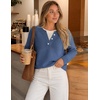 image:imageZESICA Womens Fall Winter Henley Neck Oversized Sweater TopsDusty Blue