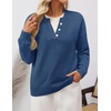 image:imageZESICA Womens Fall Winter Henley Neck Oversized Sweater TopsDusty Blue