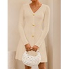 image:imageZESICA Womens Fall Winter Long Sleeve V Neck Sweater Mini DressApricot