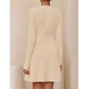 image:imageZESICA Womens Fall Winter Long Sleeve V Neck Sweater Mini DressApricot