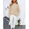 image:imageZESICA Womens Fall Winter Mock Neck Metal Button Pullover SweatersApricot