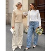image:imageZESICA Womens Fall Winter Mock Neck Metal Button Pullover SweatersApricot
