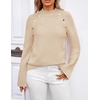 image:imageZESICA Womens Fall Winter Mock Neck Metal Button Pullover SweatersApricot