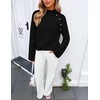 image:imageZESICA Womens Fall Winter Mock Neck Metal Button Pullover SweatersBlack