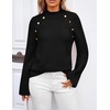 image:imageZESICA Womens Fall Winter Mock Neck Metal Button Pullover SweatersBlack