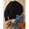 image:imageZESICA Womens Fall Winter Mock Neck Metal Button Pullover SweatersBlack