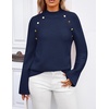 image:imageZESICA Womens Fall Winter Mock Neck Metal Button Pullover SweatersNavy