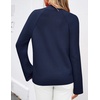 image:imageZESICA Womens Fall Winter Mock Neck Metal Button Pullover SweatersNavy