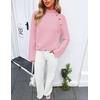 image:imageZESICA Womens Fall Winter Mock Neck Metal Button Pullover SweatersPink