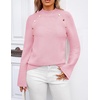 image:imageZESICA Womens Fall Winter Mock Neck Metal Button Pullover SweatersPink