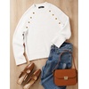 image:imageZESICA Womens Fall Winter Mock Neck Metal Button Pullover SweatersWhite