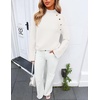 image:imageZESICA Womens Fall Winter Mock Neck Metal Button Pullover SweatersWhite