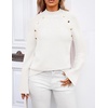 image:imageZESICA Womens Fall Winter Mock Neck Metal Button Pullover SweatersWhite