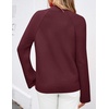 image:imageZESICA Womens Fall Winter Mock Neck Metal Button Pullover SweatersWine