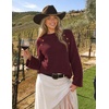 image:imageZESICA Womens Fall Winter Mock Neck Metal Button Pullover SweatersWine