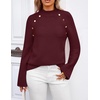 image:imageZESICA Womens Fall Winter Mock Neck Metal Button Pullover SweatersWine