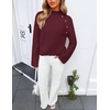 image:imageZESICA Womens Fall Winter Mock Neck Metal Button Pullover SweatersWine