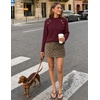 image:imageZESICA Womens Fall Winter Mock Neck Metal Button Pullover SweatersWine