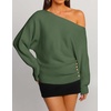 image:imageZESICA Womens Fall Winter Off Shoulder Sweaters Elegant Pullover TopsArmy Green