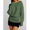 image:imageZESICA Womens Fall Winter Off Shoulder Sweaters Elegant Pullover TopsArmy Green