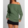 image:imageZESICA Womens Fall Winter Off Shoulder Sweaters Elegant Pullover TopsArmy Green