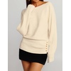 image:imageZESICA Womens Fall Winter Off Shoulder Sweaters Elegant Pullover TopsBeige