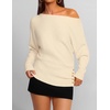 image:imageZESICA Womens Fall Winter Off Shoulder Sweaters Elegant Pullover TopsBeige