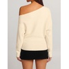 image:imageZESICA Womens Fall Winter Off Shoulder Sweaters Elegant Pullover TopsBeige