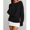 image:imageZESICA Womens Fall Winter Off Shoulder Sweaters Elegant Pullover TopsBlack