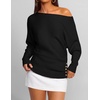 image:imageZESICA Womens Fall Winter Off Shoulder Sweaters Elegant Pullover TopsBlack