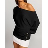 image:imageZESICA Womens Fall Winter Off Shoulder Sweaters Elegant Pullover TopsBlack