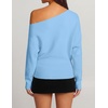 image:imageZESICA Womens Fall Winter Off Shoulder Sweaters Elegant Pullover TopsBlue