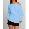 image:imageZESICA Womens Fall Winter Off Shoulder Sweaters Elegant Pullover TopsBlue