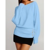 image:imageZESICA Womens Fall Winter Off Shoulder Sweaters Elegant Pullover TopsBlue