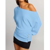 image:imageZESICA Womens Fall Winter Off Shoulder Sweaters Elegant Pullover TopsBlue