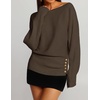 image:imageZESICA Womens Fall Winter Off Shoulder Sweaters Elegant Pullover TopsBrown