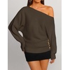 image:imageZESICA Womens Fall Winter Off Shoulder Sweaters Elegant Pullover TopsBrown