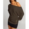 image:imageZESICA Womens Fall Winter Off Shoulder Sweaters Elegant Pullover TopsBrown