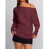 image:imageZESICA Womens Fall Winter Off Shoulder Sweaters Elegant Pullover TopsBurgundy