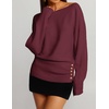image:imageZESICA Womens Fall Winter Off Shoulder Sweaters Elegant Pullover TopsBurgundy