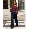 image:imageZESICA Womens Fall Winter Off Shoulder Sweaters Elegant Pullover TopsBurgundy